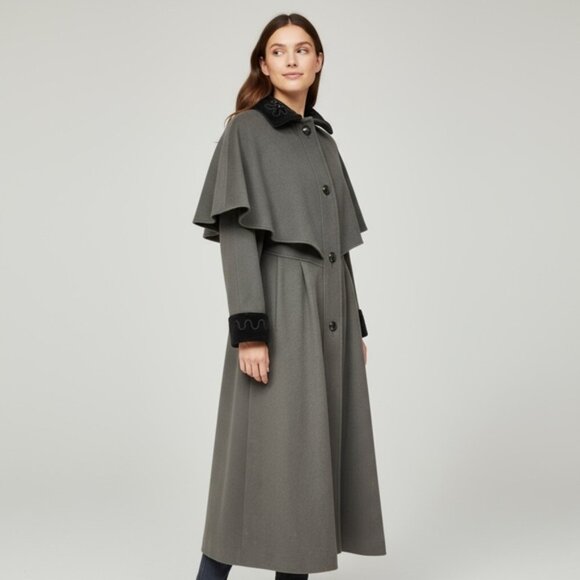 Vintage Charles Klein for Forstmann Wool Princess Coat Cape Collar Maxi Overcoat - Picture 6 of 14